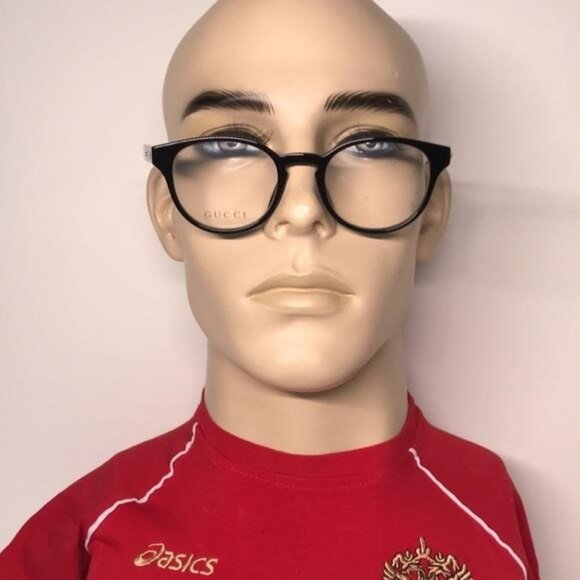 New Authentic Gucci GG0827O 001 Black Round Eyeglasses - Picture 5 of 11